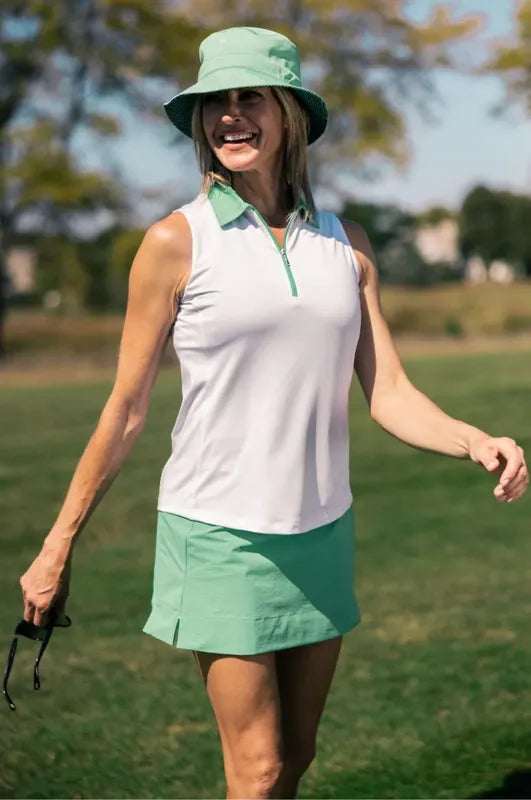 Golftini S/L Zip Tech Polo - White/Green