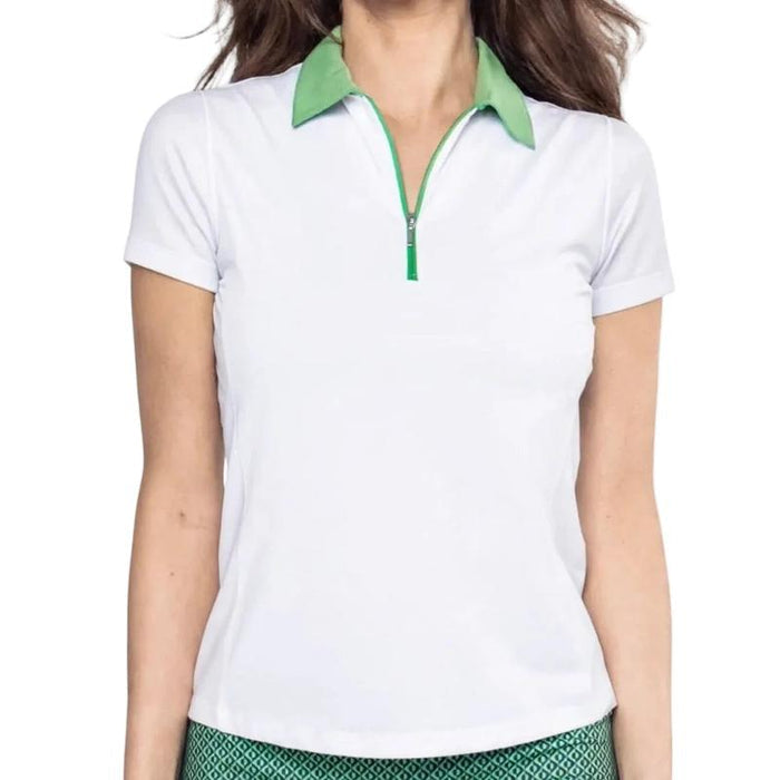 Golftini S/S Zip Tech Polo - White/Green