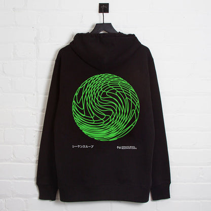 Green Sequence Sphere Back Print - Hood - Black