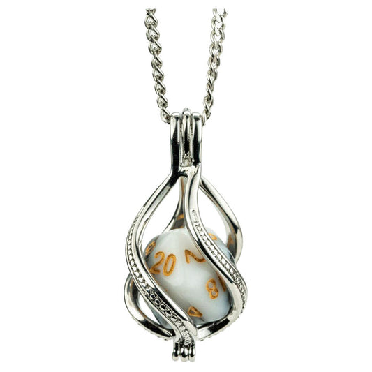 Lair Wear: D20 Caged Dice Necklace: Marble White/Black with Gold FOC October 15, 2026