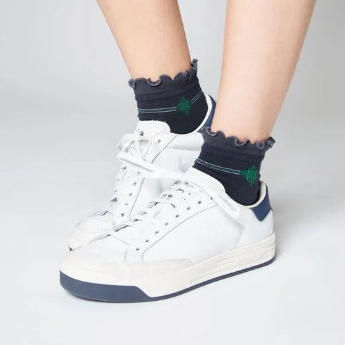 L'Etoile Ruffle Socks- Navy/Green