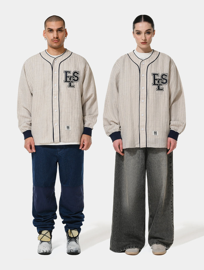 LETTER STRIPED SHIRT - OFFWHITE