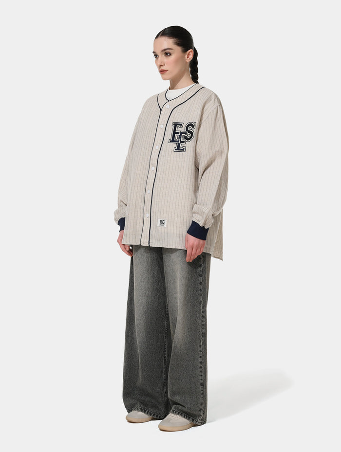 LETTER STRIPED SHIRT - OFFWHITE