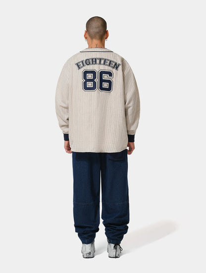 LETTER STRIPED SHIRT - OFFWHITE