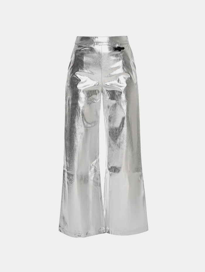METALLIC WIDE LEG PANTS