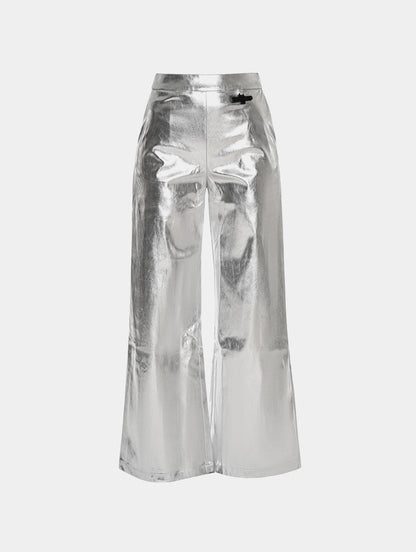 METALLIC WIDE LEG PANTS