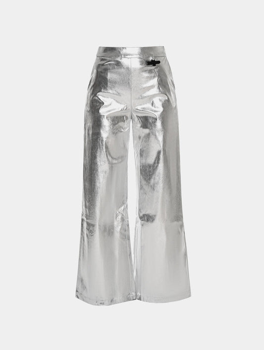 METALLIC WIDE LEG PANTS