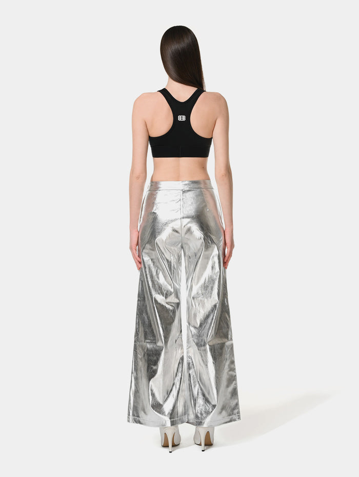 METALLIC WIDE LEG PANTS