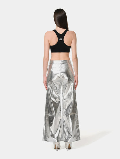 METALLIC WIDE LEG PANTS