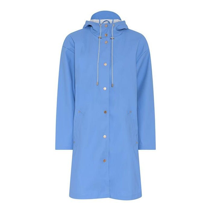 Micha Hooded Rain Coat with Side Snaps - Blue