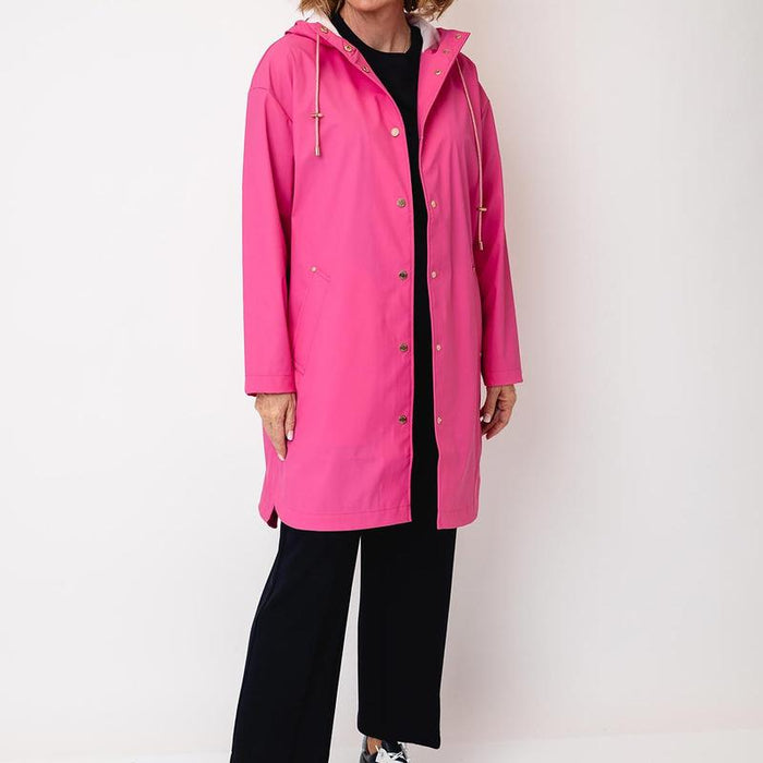Micha Hooded Rain Coat with Side Snaps - Pink