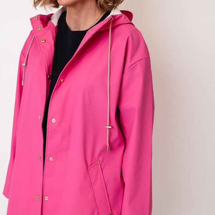 Micha Hooded Rain Coat with Side Snaps - Pink