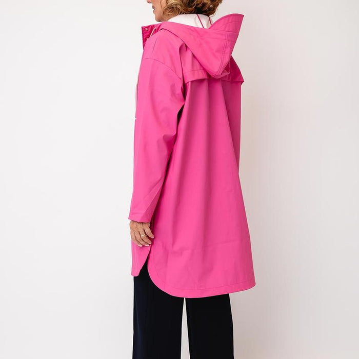 Micha Hooded Rain Coat with Side Snaps - Pink