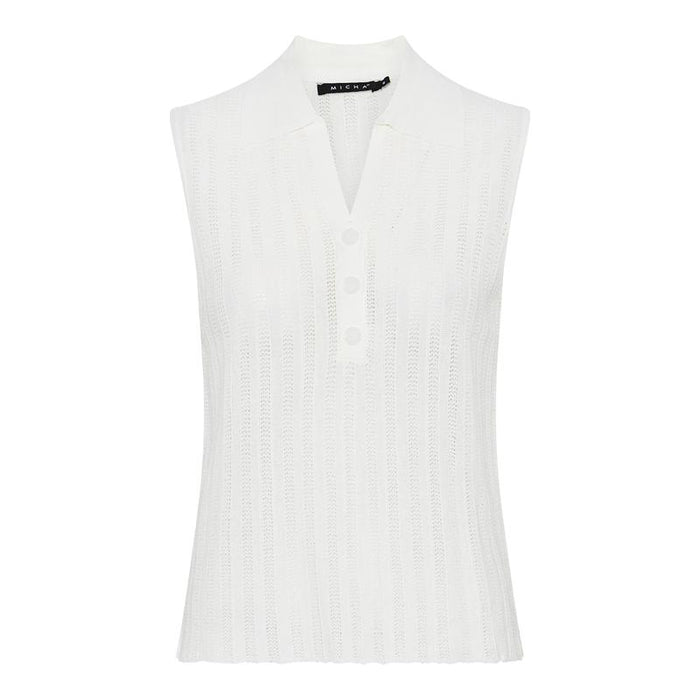 Micha S/L Knit Polo - White