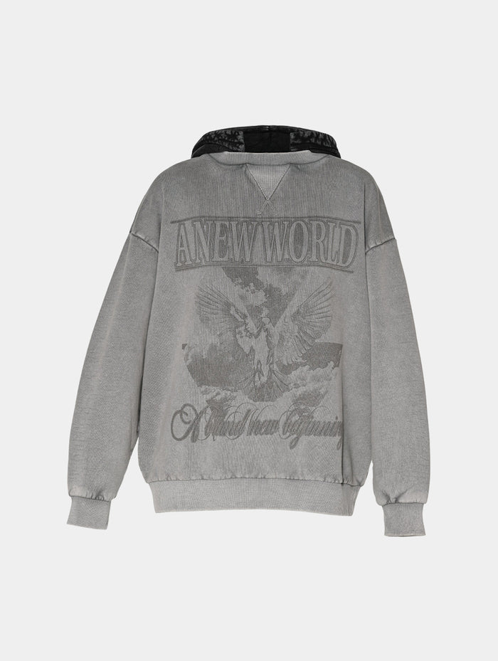 NEW WORLD HYBRID HOODIE- GREY
