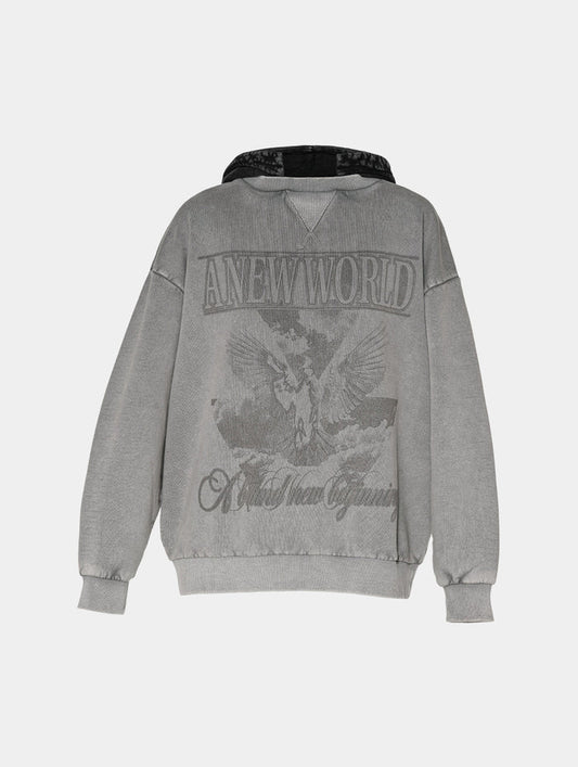 NEW WORLD HYBRID HOODIE- GREY