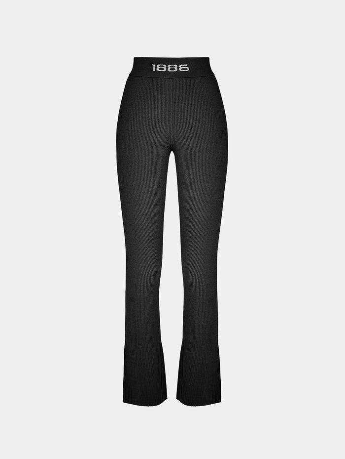 OMBRE KNIT FLARE PANTS- BLACK
