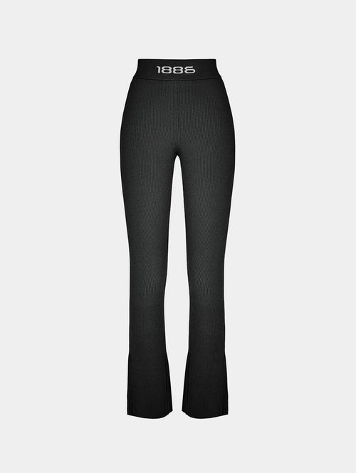 OMBRE KNIT FLARE PANTS- BLACK