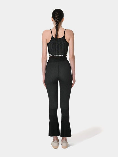 OMBRE KNIT FLARE PANTS- BLACK