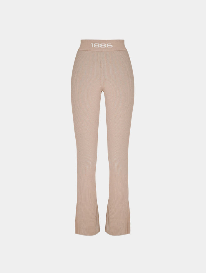 OMBRE KNIT FLARE PANTS- BROWN