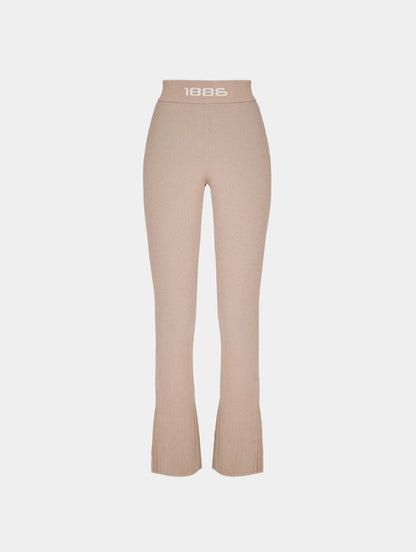 OMBRE KNIT FLARE PANTS- BROWN
