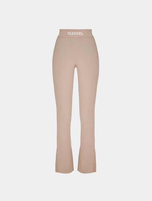 OMBRE KNIT FLARE PANTS- BROWN