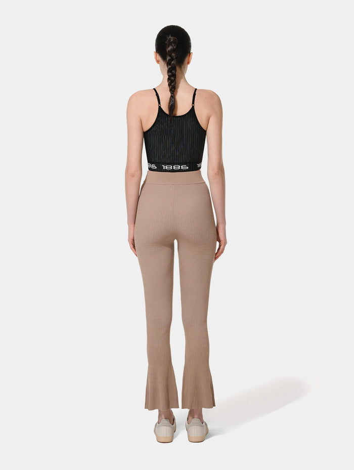 OMBRE KNIT FLARE PANTS- BROWN