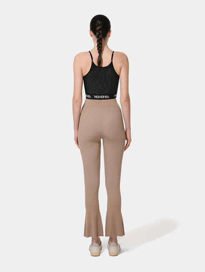 OMBRE KNIT FLARE PANTS- BROWN