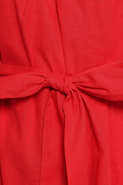 Roma One Shoulder Midi Dress - Red