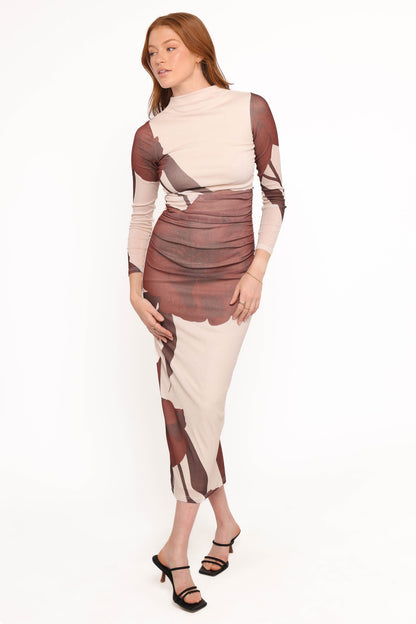 Sukin Midi Dress - Brown Floral