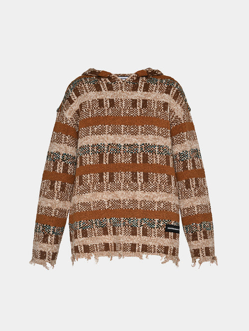 PIN CHECK HOODIE - BROWN