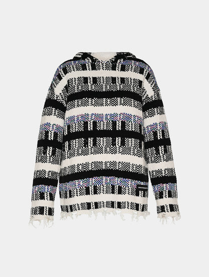 PIN CHECK HOODIE - WHITE