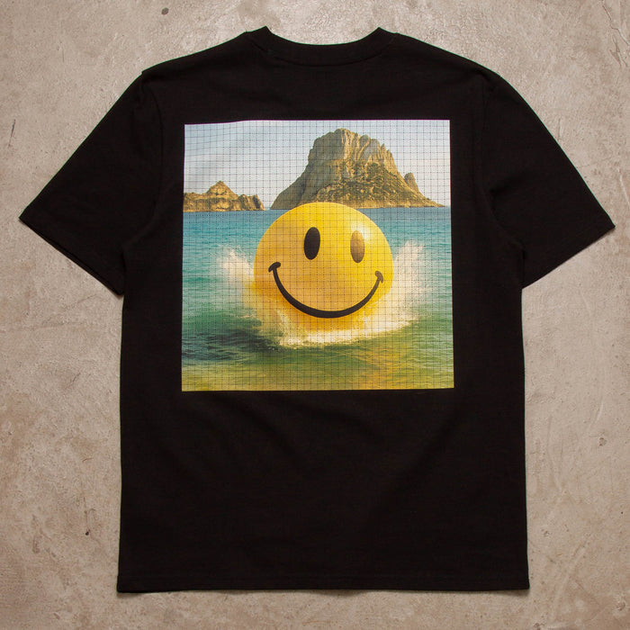 Smiley Es Vedrà Trip Back Print - Tshirt - Black