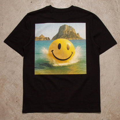 Smiley Es Vedrà Trip Back Print - Tshirt - Black