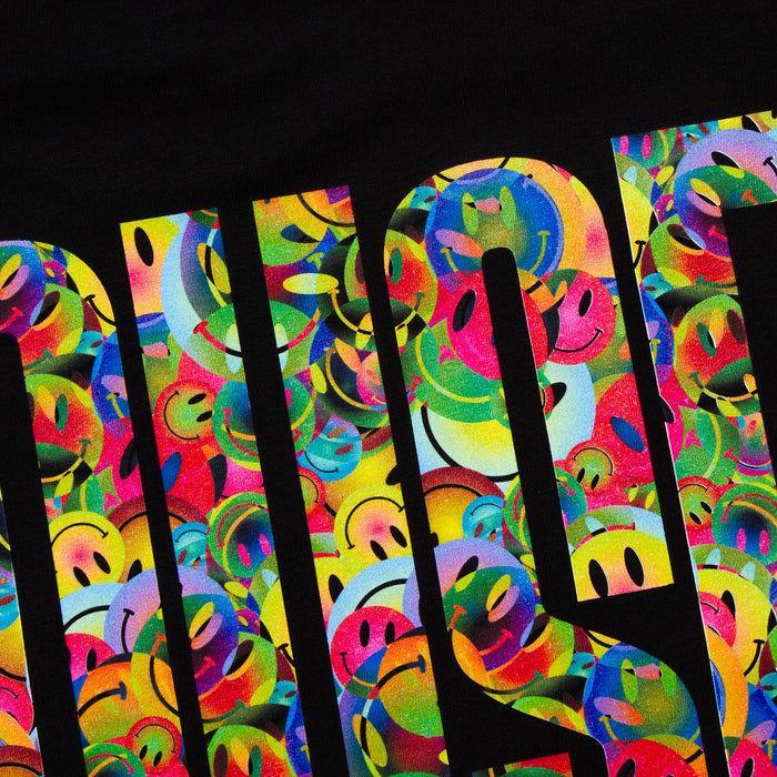 Smiley Higher House Front Print - Tshirt - Black