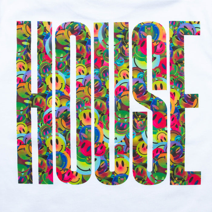 Smiley Higher House Front Print - Tshirt - White