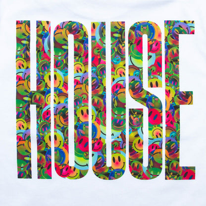 Smiley Higher House Front Print - Tshirt - White