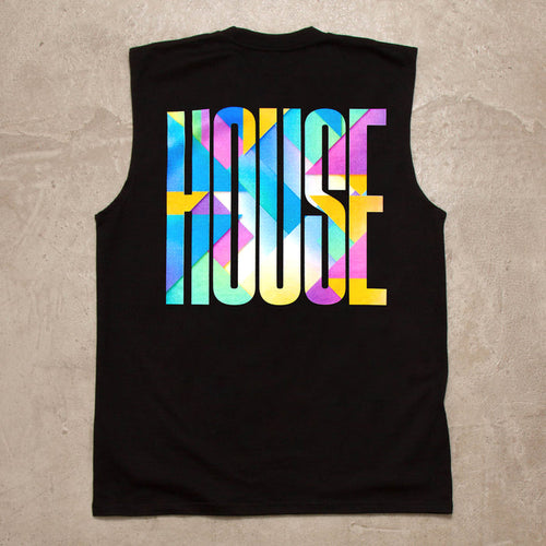 Solstice Higher House Back Print - Tank Tshirt - Black