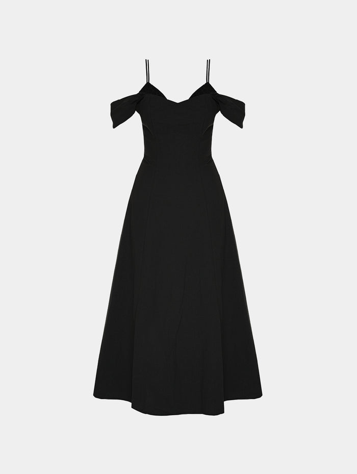 SPAGHETTI STRAP MAXI DRESS - BLACK