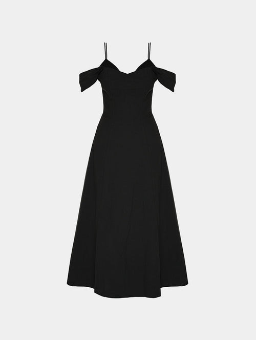 SPAGHETTI STRAP MAXI DRESS - BLACK