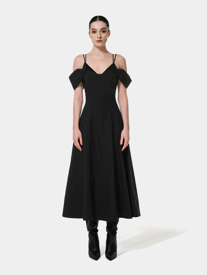 SPAGHETTI STRAP MAXI DRESS - BLACK