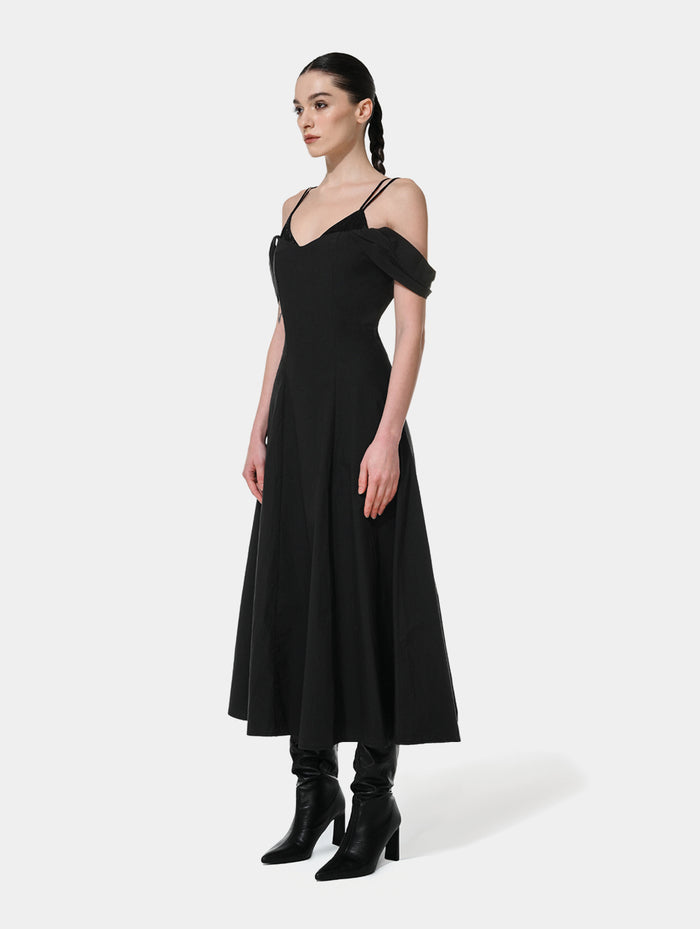 SPAGHETTI STRAP MAXI DRESS - BLACK