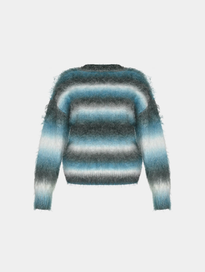 STRIPE BRUSHED SWEATER - BLUE
