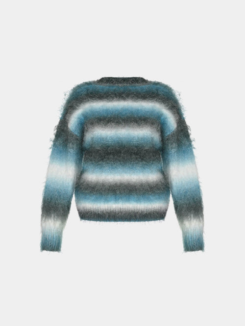 STRIPE BRUSHED SWEATER - BLUE