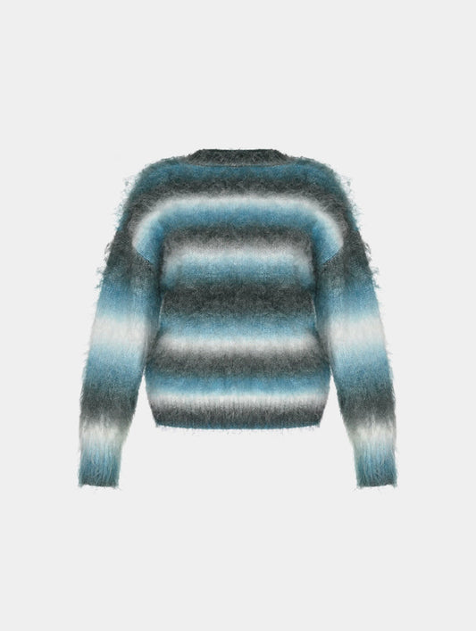 STRIPE BRUSHED SWEATER - BLUE