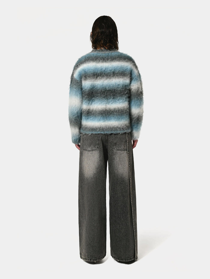 STRIPE BRUSHED SWEATER - BLUE