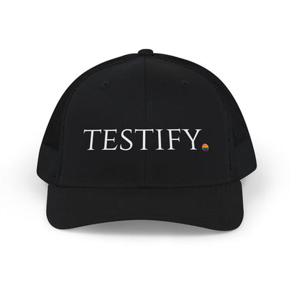 "Testify" Snapback Trucker Hat — Embroidered Pride Edition