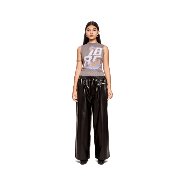 TEXTURED PRINTED TOP- GREY