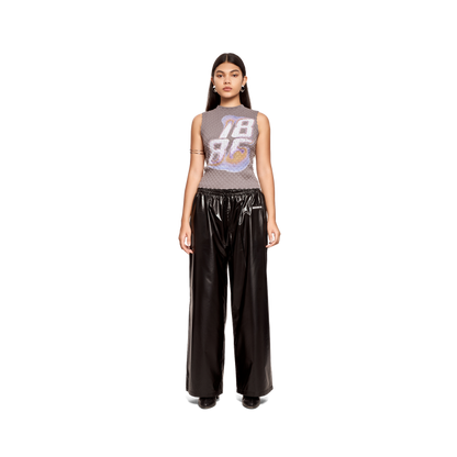TEXTURED PRINTED TOP- GREY