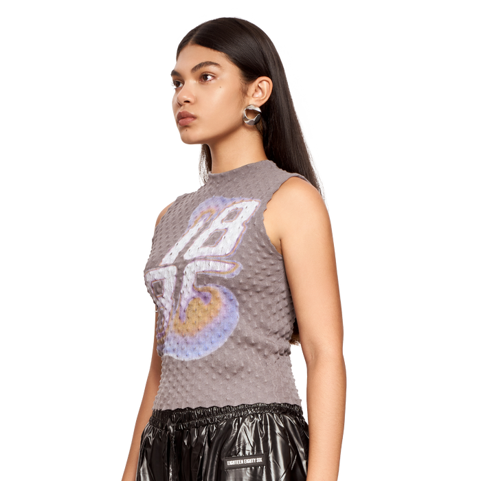 TEXTURED PRINTED TOP- GREY